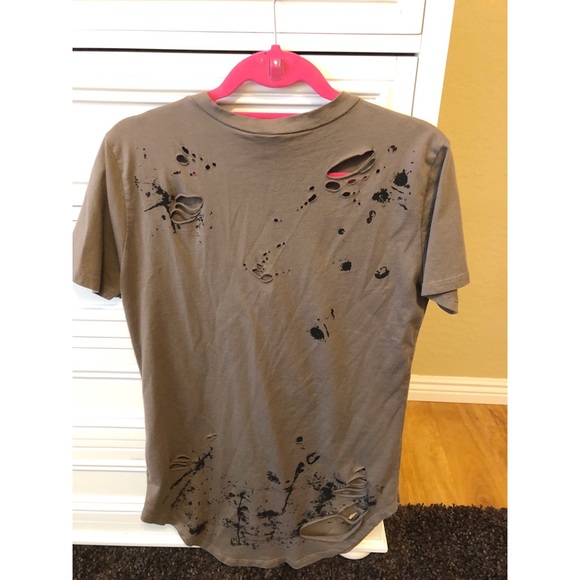 Tan/Brown Distressed “Yeezy” Long T-Shirt - Picture 2 of 2